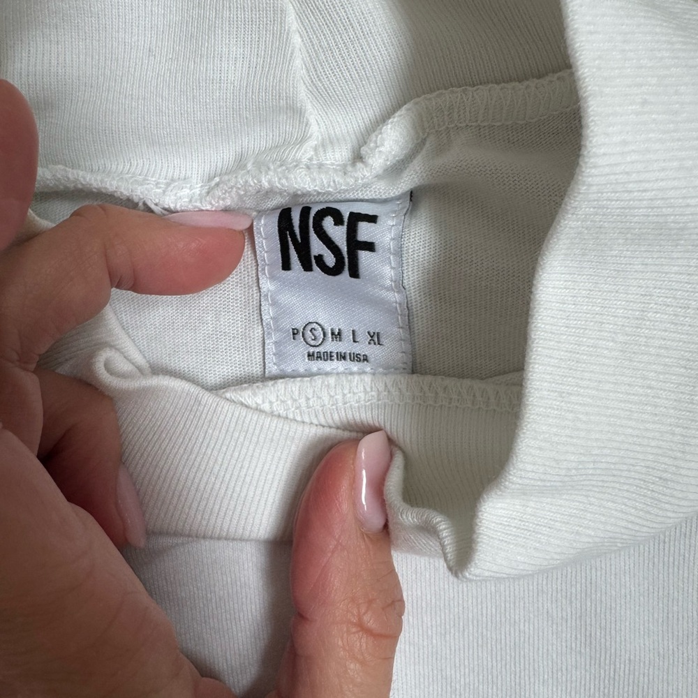 NSF Women's White Mock Neck Crop Top - Picture 8 of 10
